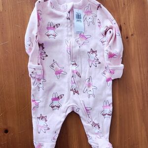 Old Navy Newborn Pink Animal Print Kids Footie